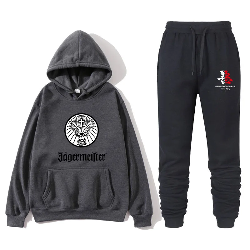 Nieuwe Twee Stukken Set Mode толстовки с капюшоном Sportkleding Mannen Trainingspak худи Herfst Merk Kleding толстовки+ Broek