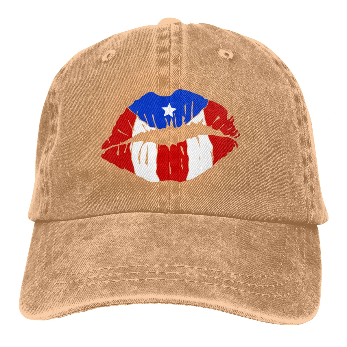 Пуэрто-Рико губы Casquette черного цвета в стиле унисекс для мужчин и женщин из джинсовой ткани Strapback Бейсбол Кепки регулируемые клюшки для гольфа шляпа для папы - Цвет: Хаки