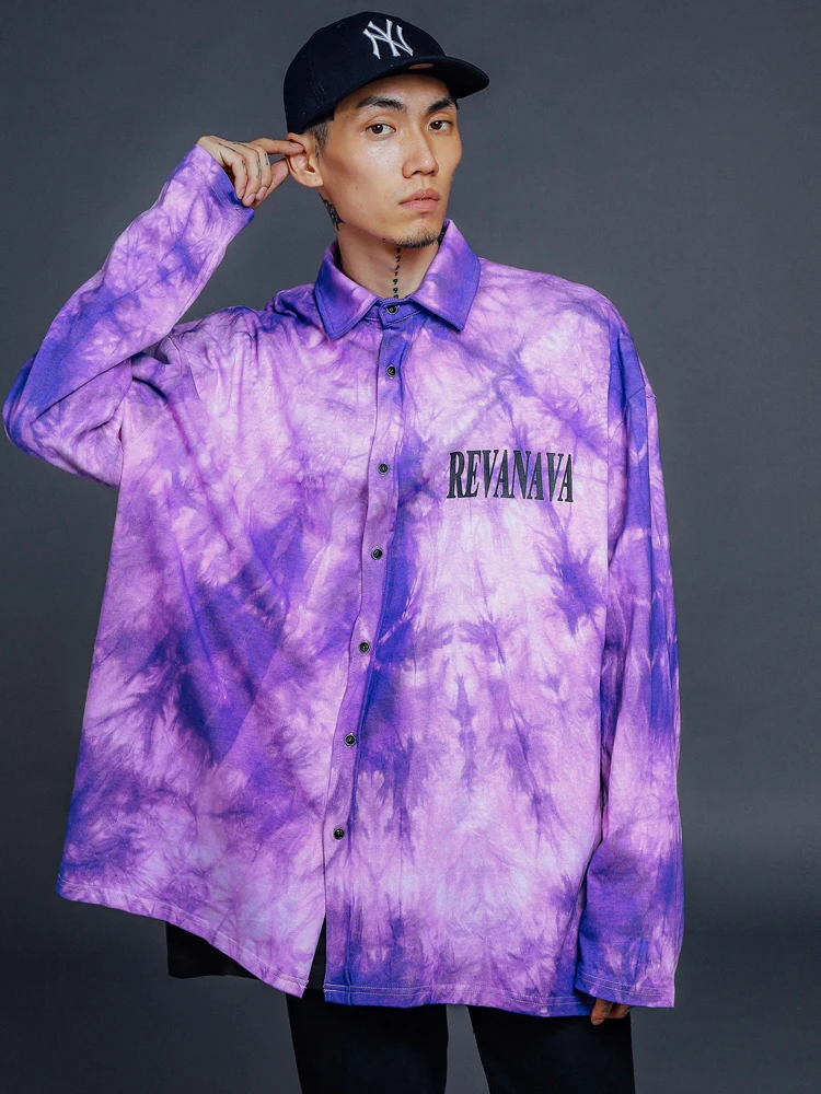 OSCN7 Casual Printed Long Sleeve Shirt Men High High Streetwear Fall Women Shirt Retro Shirts Harujuku Mens Shirt 812