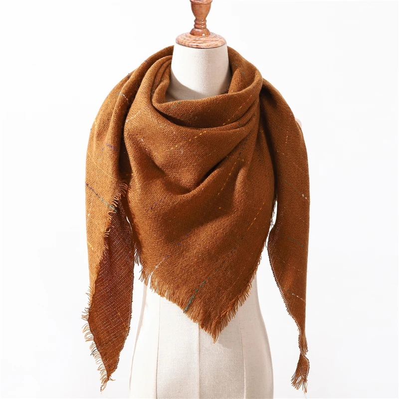 Дизайнерский зимний треугольный шарф для женщин, роскошная брендовая Пашмина шаль, кашемировые шарфы, теплое одеяло для шеи, Дамская бандана из пашмины - Цвет: QM6