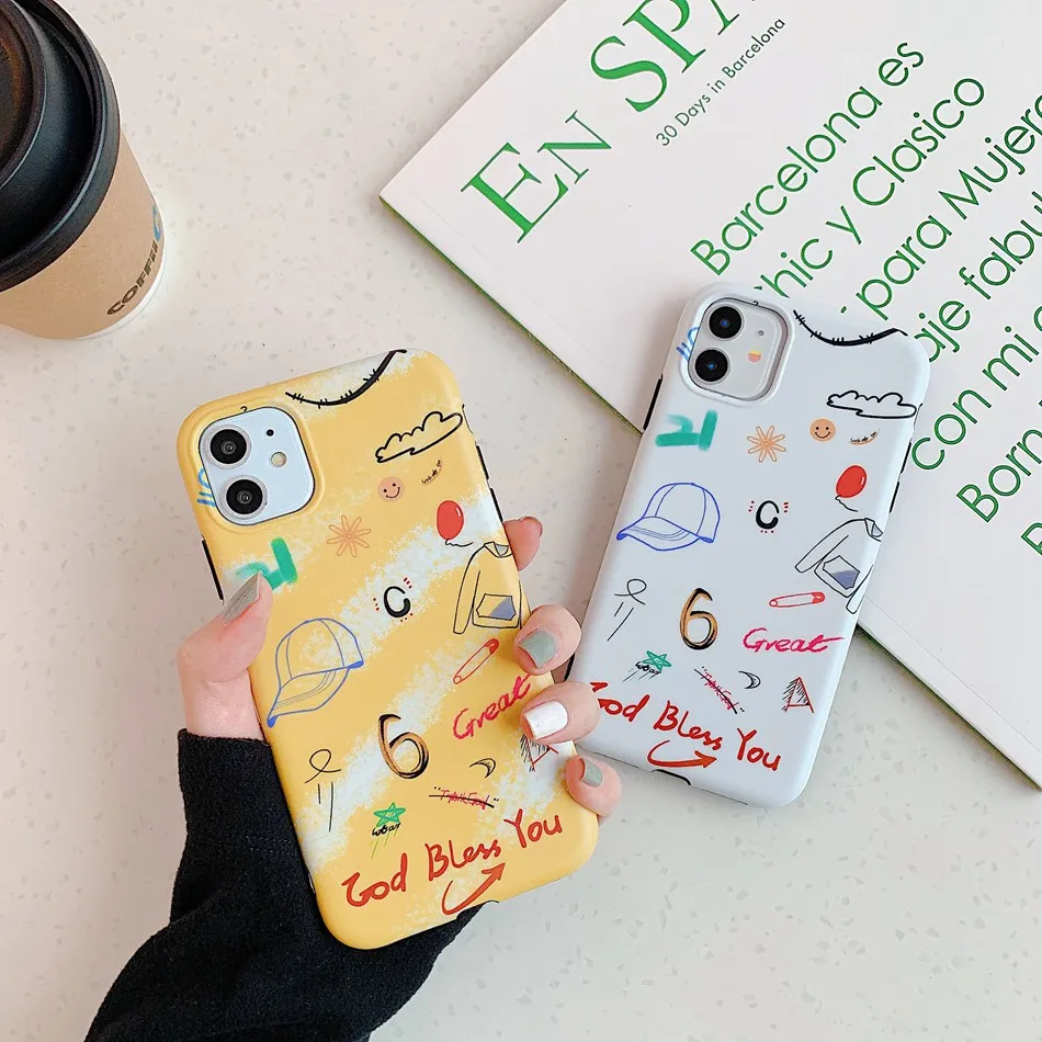 

For iPhone 11 Pro XS Max XR X Case Fashion God Bless You Pattern Phone Case For iPhone SE 8 7 Plus Soft Shockproof Back Cover