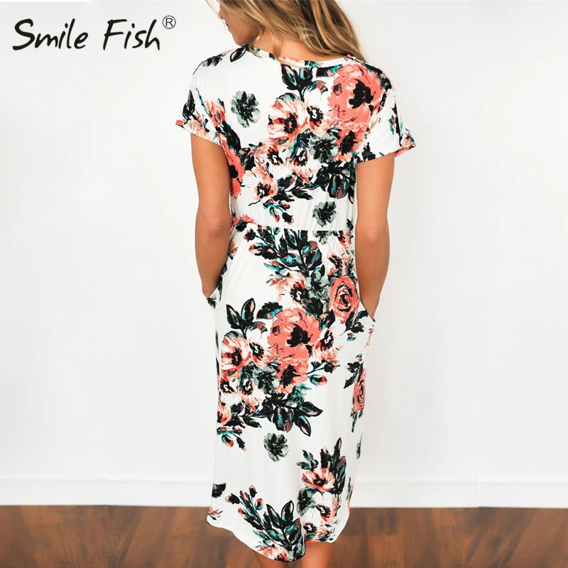 Женское платье с цветочным принтом коротким рукавом и рукавом|vestidos plus|dress loosefloral