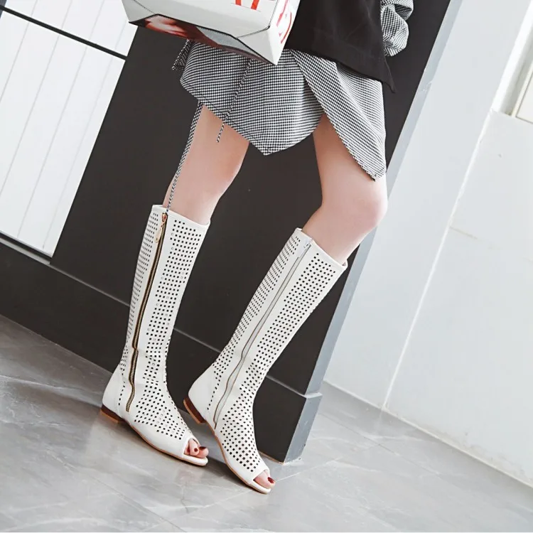 FXYCMMCQ 2021 European and American Fashion Knee-length Fish-toe Sandals Women's Sandals362-7