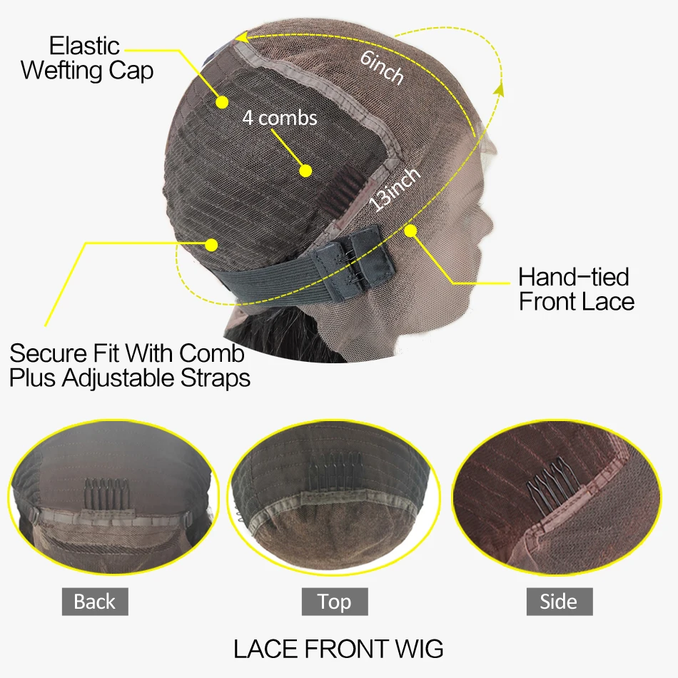 Wavy Fake Scalp Human Hair Wigs Glueless 13x6 Lace Front Wig For Women Remy Brazilian Hair Natural Black Middle Ration xcsunny