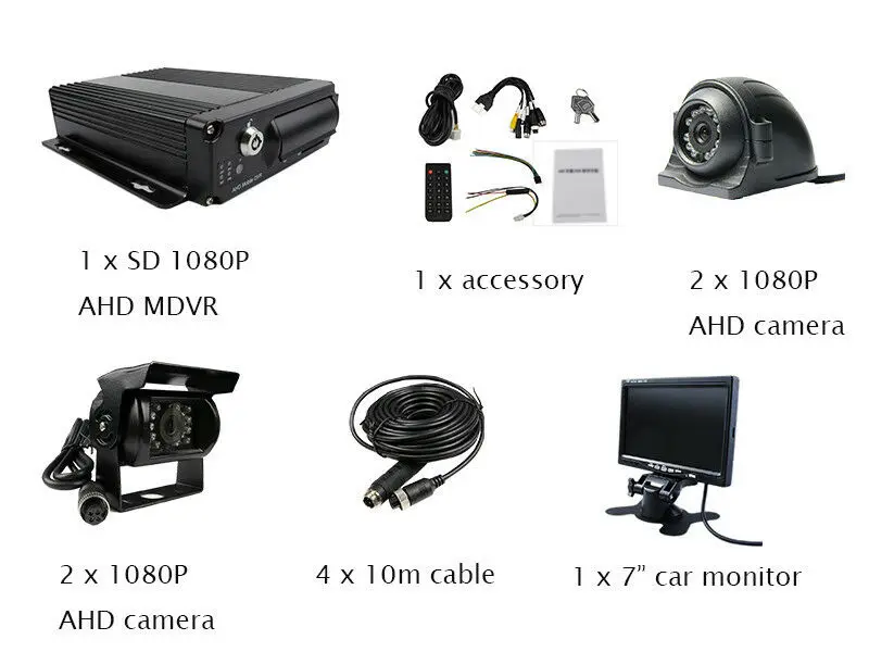 DIY 1080P Автомобильный видеорегистратор MDVR видео рекордер заднего вида CCTV ИК камера система " монитор
