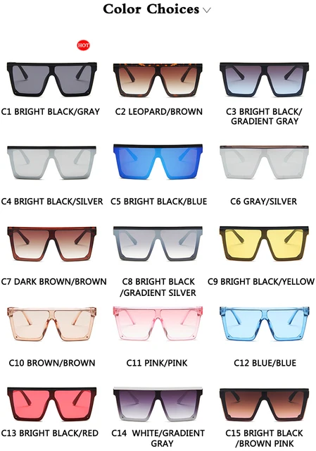 15 colors Flat Top Sunglasses Men Women Brand Designer Square Shades Gradient Sun Glasses Men Cool