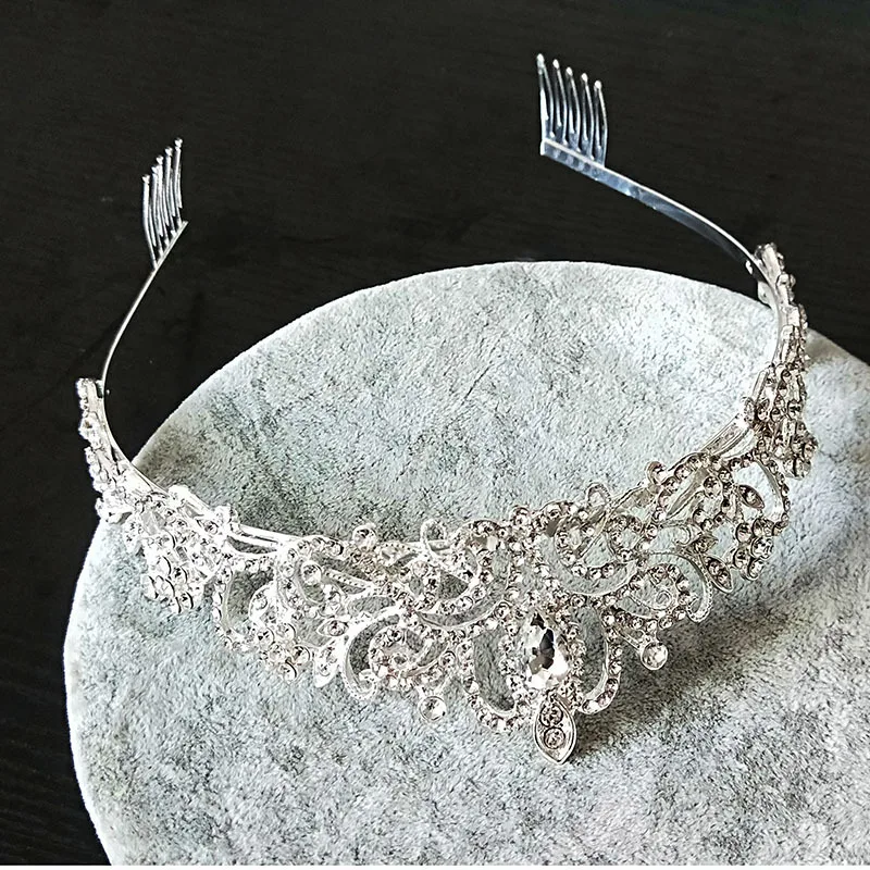 Hot Selling Luxury Crystal Rhinestone Bride Marriage Up-do Crown Headdress Studio Hair Accessories Crown Performance Headband