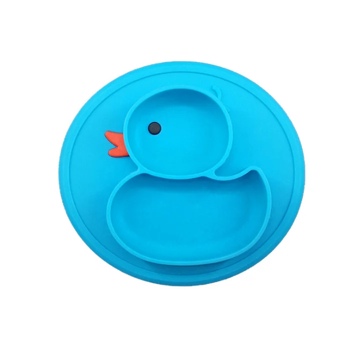 duck blue Настольный коврик, Детские утки, поросенок, силиконовая тарелка, всасывающий поднос, противоскользящий мини-коврик, детский поднос для еды, фруктов - Цвет: duck blue
