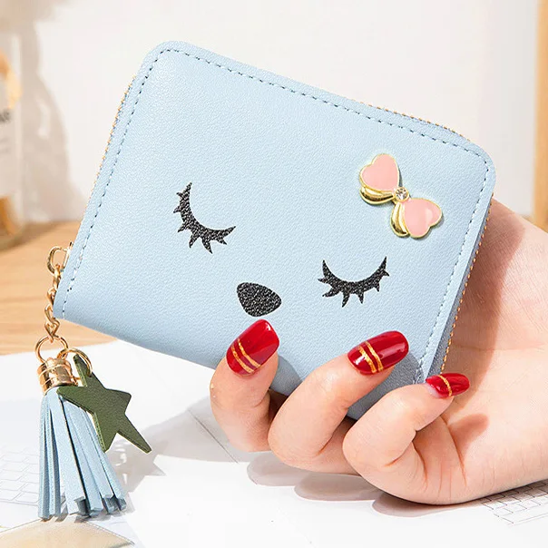 Blue Женские кошельки для милых девушек, короткий кошелек на молнии с кисточками, женские клатчи, кошельки для карт, Дамские кошельки, сумки с карманами - Цвет: Blue