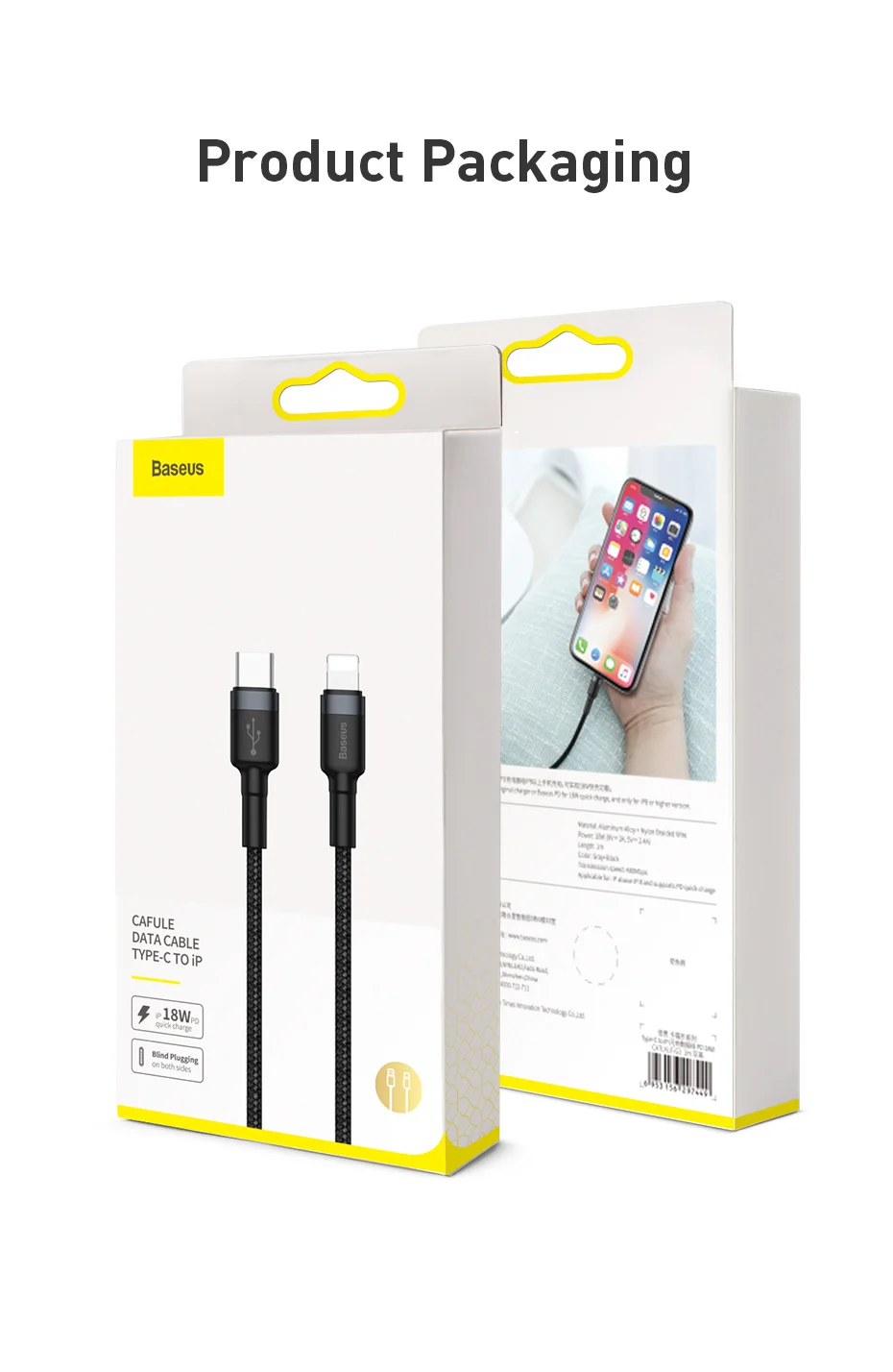 Baseus 18 Вт PD Быстрая зарядка USB кабель type-C для освещения для iPhone samsung S9 S8 Xiaomi 5 В/2,4 A быстрое зарядное устройство USB C кабель