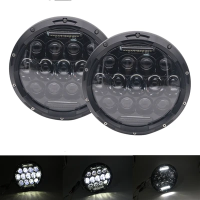 Black 75w Yait 2 шт. 7 дюймов круглые светодиодные фары дальнего ближнего света DC12v 24 в фары для Wrangler Lada 4x4 urban Niva suzuki samurai - Цвет: Black 75w