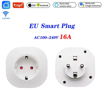 

16A Tuya WIFI Smart life Socket EU Plug Remote Control Smart Work For Alexa Google Assistant