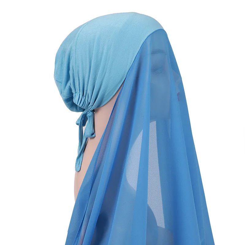 tudo-em-um terno, hijabs Chiffon, chapéu Bonnet, desgaste