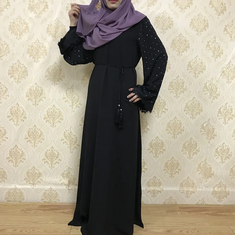 Арабское мусульманское женское Свободное длинное платье Abaric Abaya Jubah на шнуровке