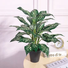 Bouquet de grandes plantes artificielles Monstera tropicales, 50cm, 30 feuilles, fausse branche de palmier, sans Pot, pour décoration de maison, jardin et bureau