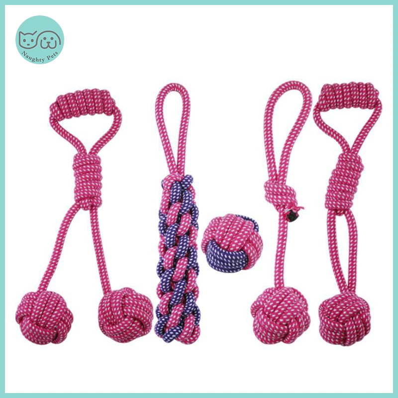 Pets Dog Toys Bite Resistant Cotton Ball Stick Knot Rope Toy Interactive Puppy Chew Teeth