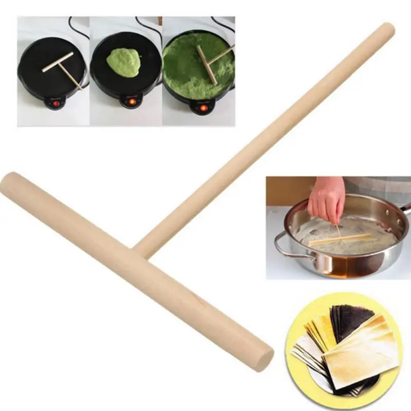 1pcs Pancake Tool Crepe Maker Pancake Batter Wooden Spreader Stick Home Kitchen Tool Kit DIY Cake Baking Pie Tools Hogar Cocina Home