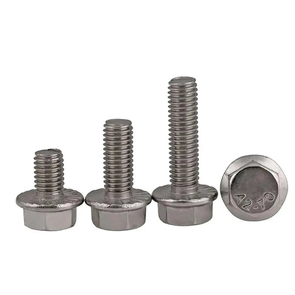 M6 M8 M10 FLANGED HEX HEAD BOLTS FLANGE HEXAGON SCREWS A2-70 304 STAINLESS STEEL 