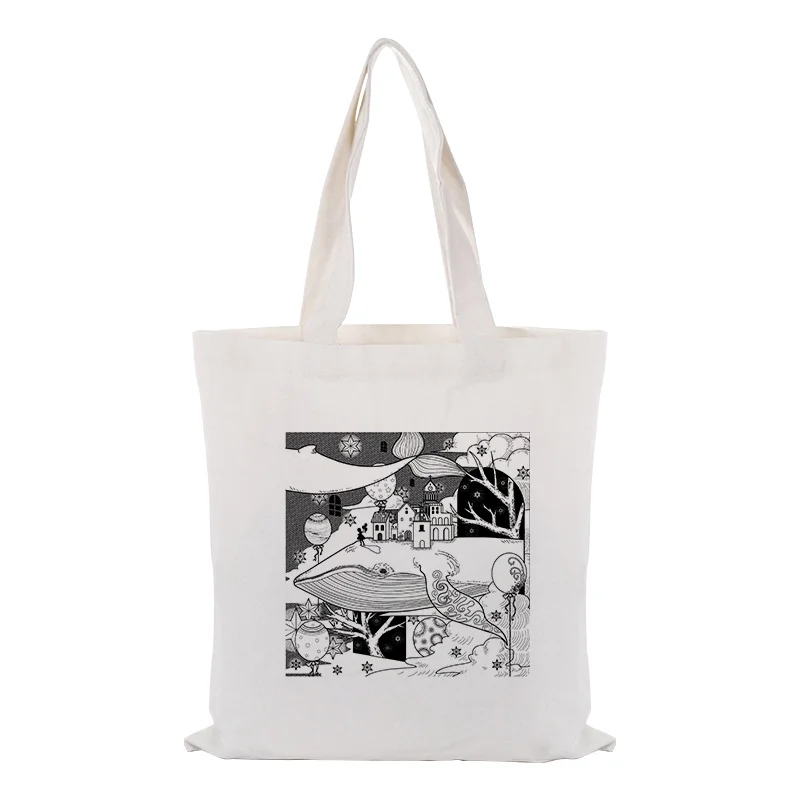 Сумка иллюстрация хозяйственная сумка ежедневное использование пользовательский принт логотип канва для DIY сумка экологический многоразовый переработанный