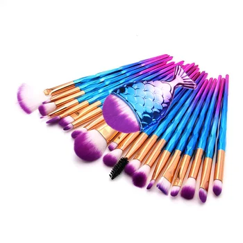 

21 Pcs Diamond Makeup Brushes Set Fish Make Up Brush Powder Foundation Eyeshadow Eyebrow Eyeliner Lashes Brush Cosmetic Blending
