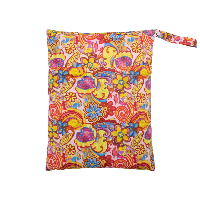 Baby Nappies Bag Printed Wet Dry Nappy Zipper Handbag Stroller Accessories For Baby Diapers Nappies Bag Reusable
