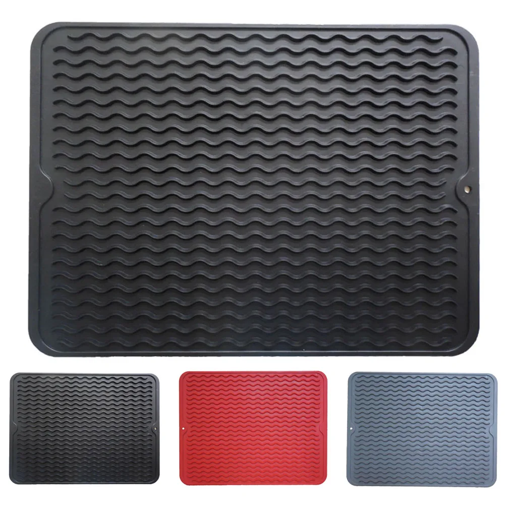 

Silicone Square Dish Drying Mat Heat Resistant Draining Tableware Dishwaser Durable Cushion Pad Dinnerware Table Mat Placemat