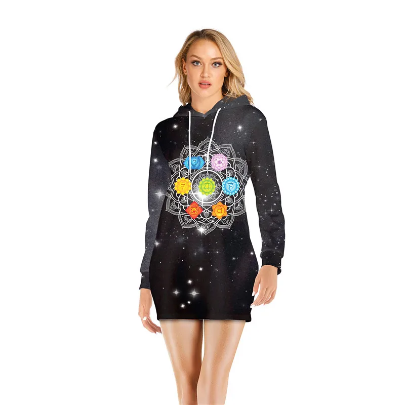 Классический Мандала чакр 3D по всей поверхности печатных Crewneck длинные толстовки хип хоп хипстер уличная Женская одежда для девочек