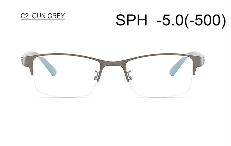 C2 (-5.0) Finished Myopia Glasses Diopter-0.5 To-4 To-6 Women Men High End TR90 Half Frame Shortsighted Prescription Spectacles F125 - Цвет оправы: C2 (-5.0)