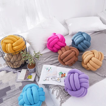 

Danish ball Pillow,DIY knotted Ball Cushion,Handmad,For Decorations Home pillows,Patchwork Solid color Pillow,Bedding,15 Colour