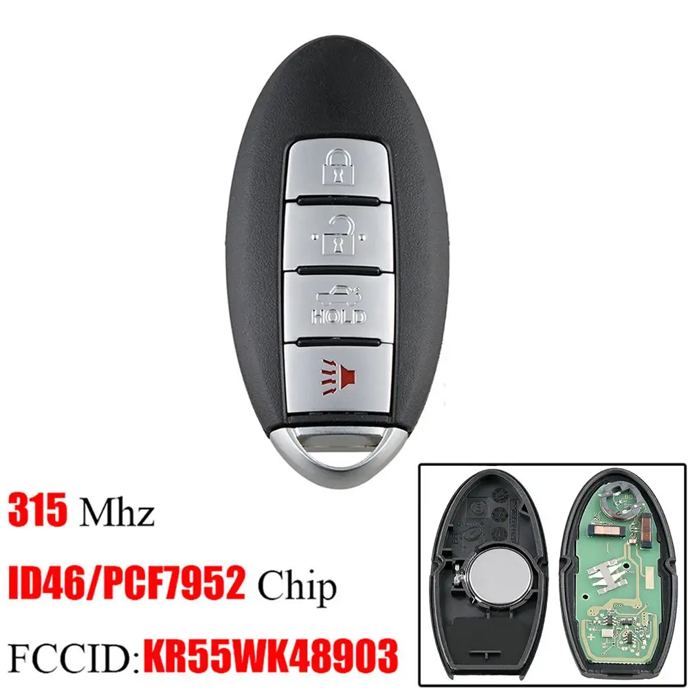 FCCID KR55WK48903 315MHz ID46 Chip 4 Buttons Keyless Remote Car Key Fob for Nissan Altima Maxima Versa Murano Replacement Remote kr55wk48903 kr55wk49622 315mhz id46 pcf7952 keyless smart car key for nissan altima teana maxima murano crosscabriolet