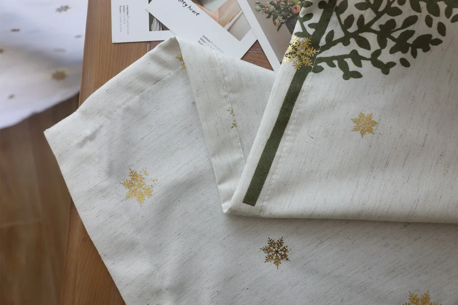 Modern Green Tree Half Blackout Curtains For Living Room Shiny Gold Snowflower Drapes Fabric for Bedroom Window Treatments187#4