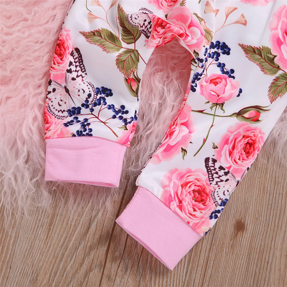 Emmababy, 4 предмета, комбинезон с длинными рукавами и надписью для новорожденных девочек+ штаны+ шапочка+ повязка на голову, осенняя одежда