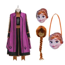 Маскарадный костюм Эльзы и Анны 2 для девочек-подростков, платье Снежной Королевы на год, детское пальто+ платье+ штаны, наряд, Детская туника для костюмированной вечеринки, 8, 10