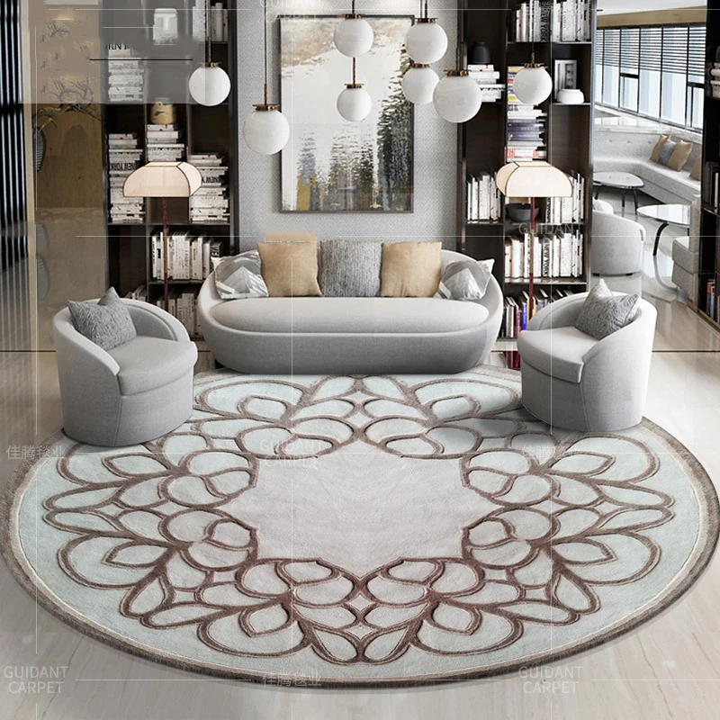 Круглые ковры из шерсти в скандинавском стиле для гостиной, Толщина 15 мм, круглые коврики для спальни, мягкие коврики для чайного стола