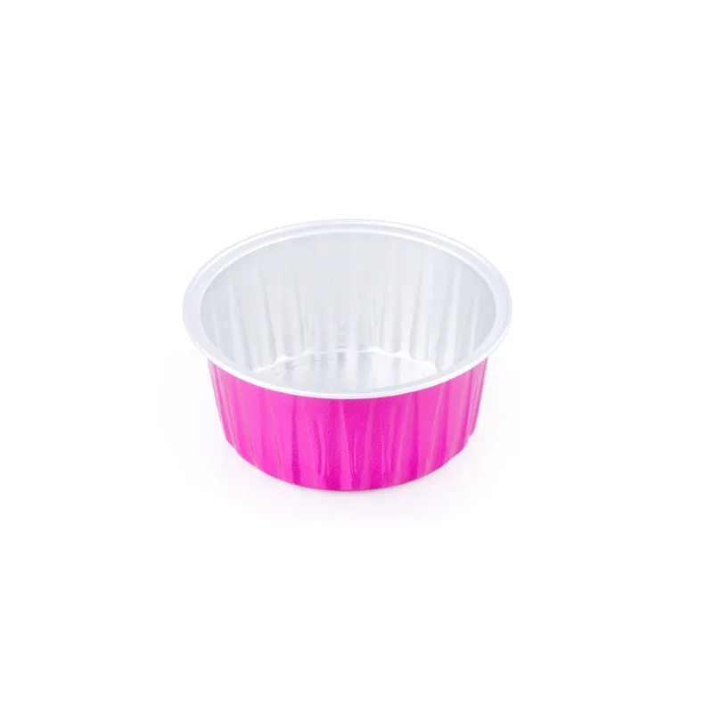 50pcs 125ml round cake baking mold aluminum foil baking bowl pudding mousse tin paper cup party birthday wedding favor decor cup - Color: rose