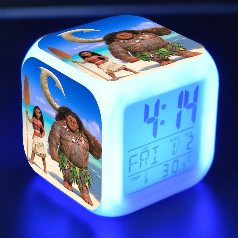 Moana детский будильник милый красочный светодиодный светящийся цифровые часы