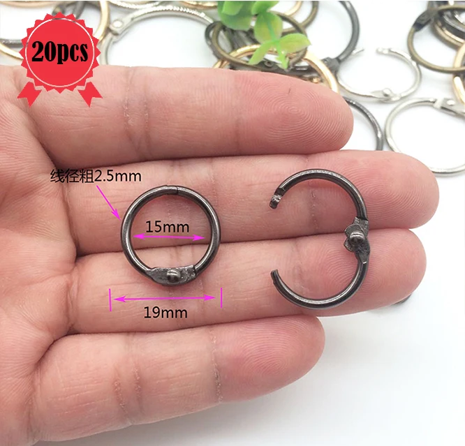 15mm light black Записная книжка С ПЕРЕПЛЕТОМ с листьев металлическая, для книги Кольца Высокое качество с кольцевым разъемным механизмом, блокнот с открытым вязка обручи для скрап-альбом навесной кольца канцелярских товаров - Цвет: 15mm light black