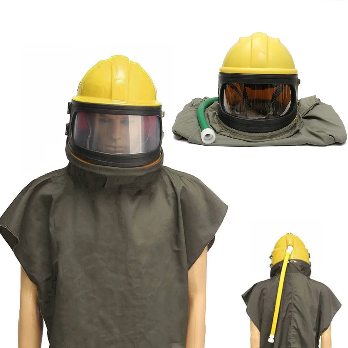 

6Pcs/set PVC ABS Material Sandblast Protective Sand Blasting Hood Sandblaster Helmet Sand blast Protector Safety Mask