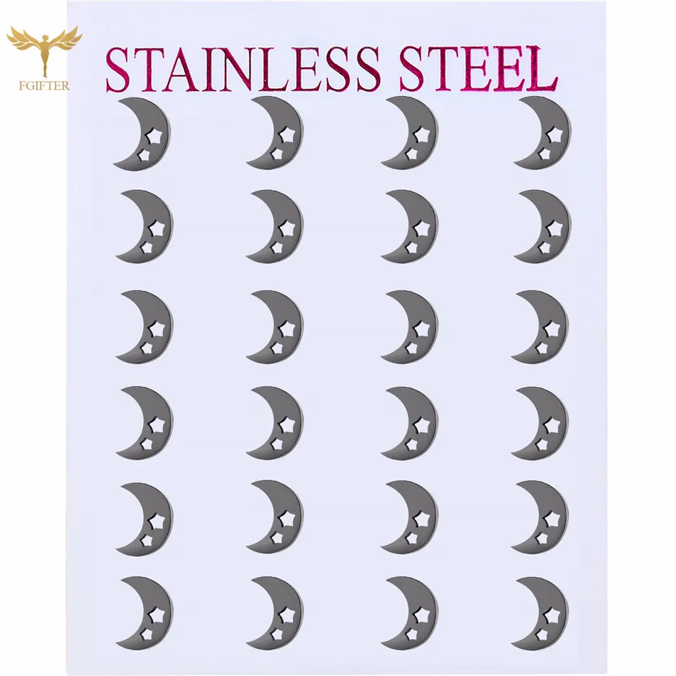 Серьги-гвоздики из нержавеющей стали в форме Луны звезды женщины девушка