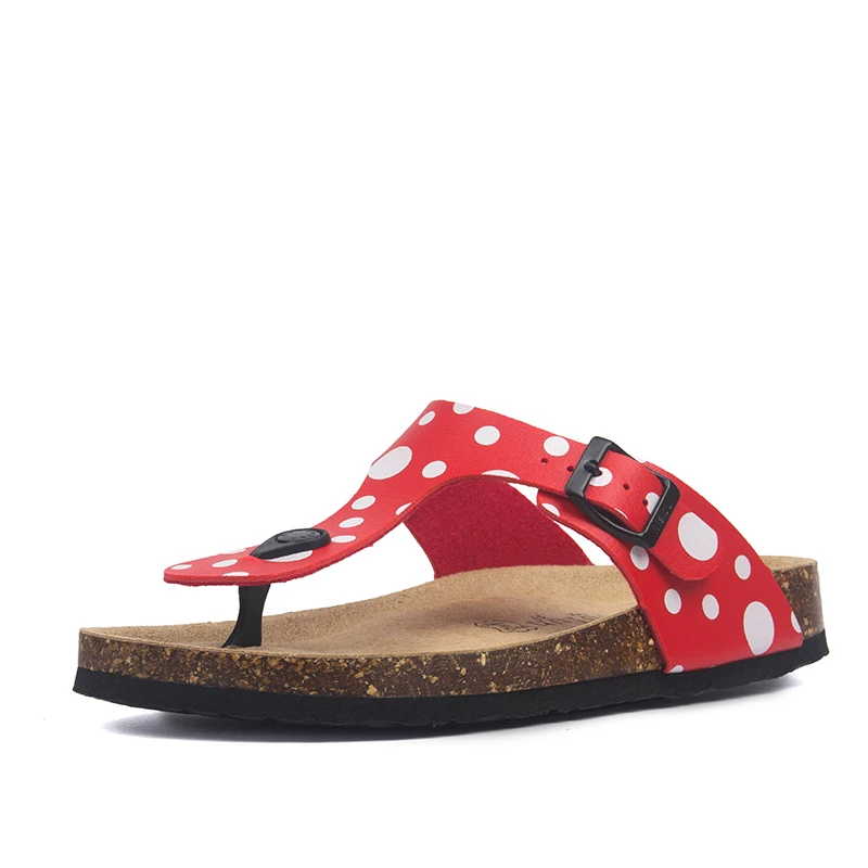red white Summer Women Cork Slippers PU Leather Woman Sandals Fashion Flip Flops For Women Mule Clogs Slippers Female Footwear - Цвет: red white