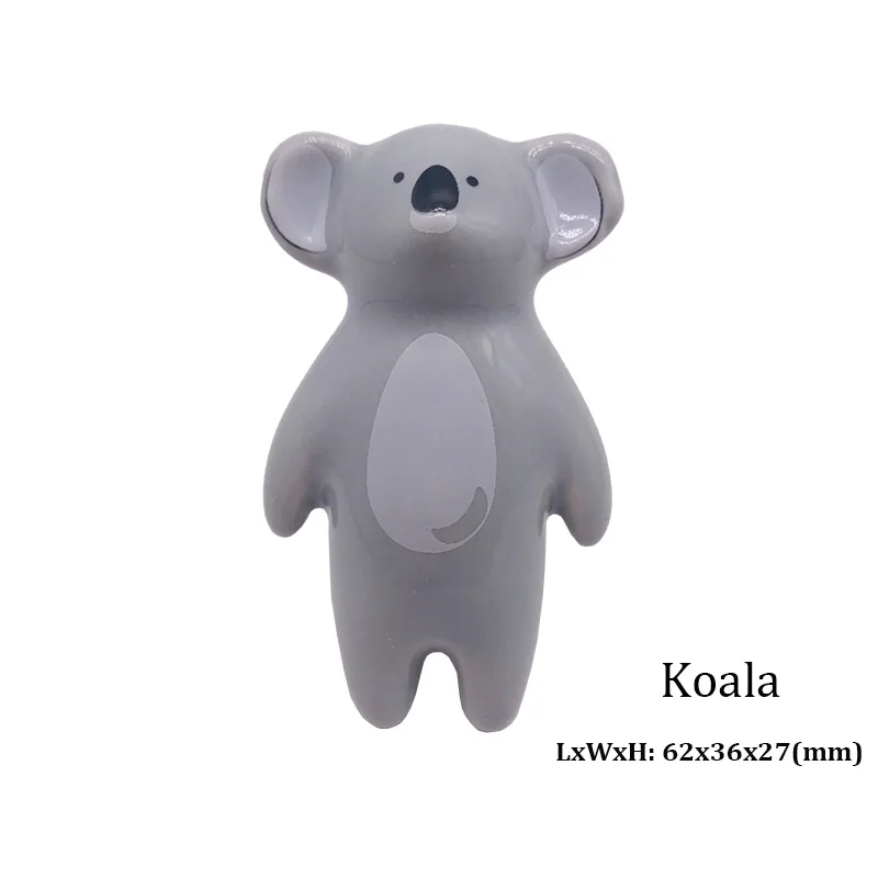 1 шт. керамические ручки с изображением лисы из мультфильма для дверей шкафа, ящиков, комодов, декоративной детской комнаты, черной панды, серой ручки Koala - Цвет: Grey Koala