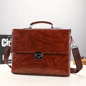 

Fashion Male Business Shoulder Briefcase Bring Password Lock Computer Leather 15" Laptop Messenger Office Bags Handbag for Men