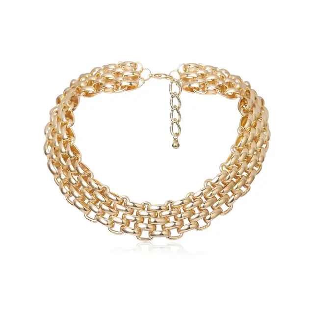 PuRui Punk Chunky Chain Choker Necklace for Women Hip Hop Gold Color Layered Collar Necklace Statement