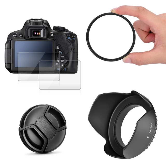 Accessories Kit Uv + Lens Hood Cap + 2x Glass Lcd Protector For Nikon Coolpix P1000 Digital Camera - Camera Filters - AliExpress