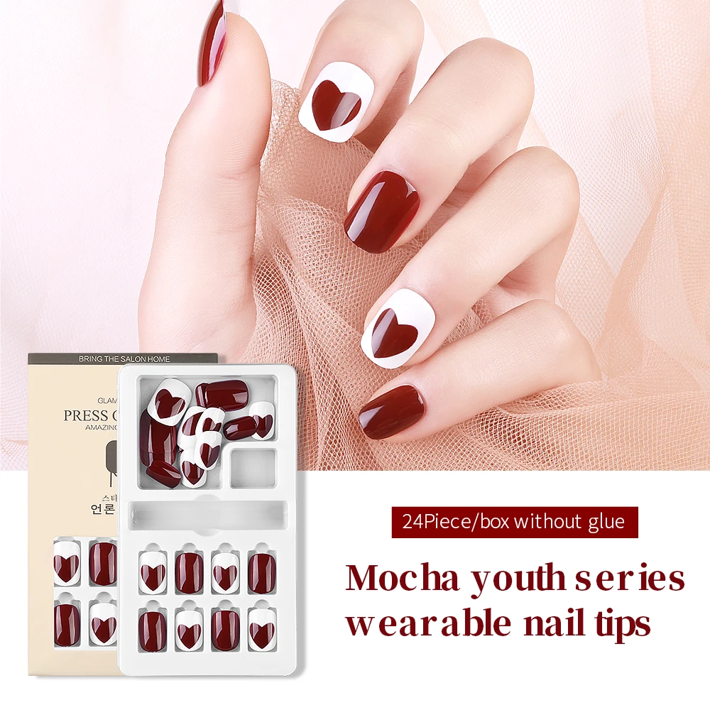 24 шт. съемные накладные ногти с полным покрытием | Красота и здоровье