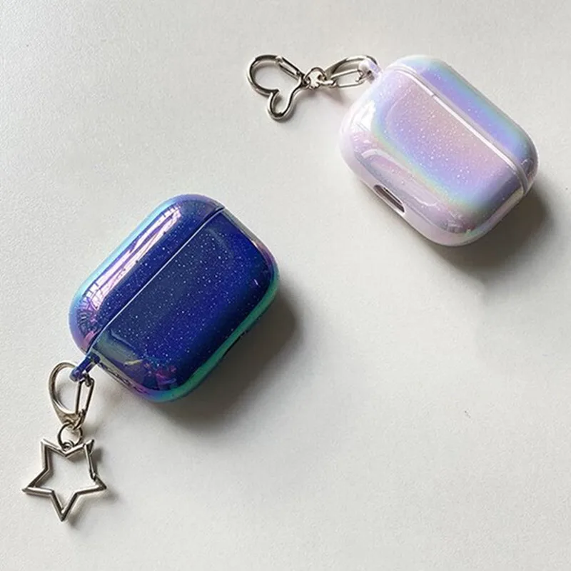 3D милый металлический брелок жесткий Радужный чехол для наушников с каплями воды