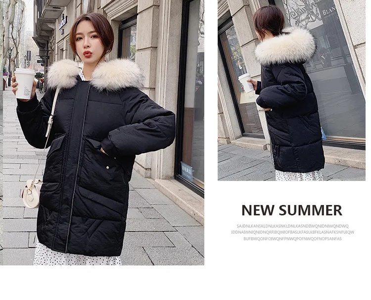 Лидер продаж, пуховая парка зима, Корейская версия, модный большой меховой воротник, пуховая хлопковая одежда 905