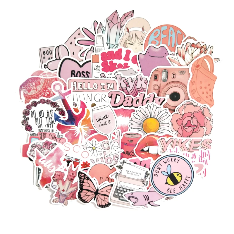Pegatinas de chica de estilo INS de dibujo animado, stickers de dibujos  animados de color rosa, 50 uds, para portátil, moto, monopatín, equipaje,  nevera, portátil|pegatinas| - AliExpress
