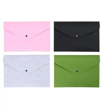

4PCS A4 File Folders Felt Document Bags Portable Felt File Holders Briefcase Bag (Black, Light Grey, Pink, Green)