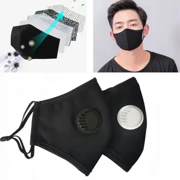 

PM2.5 Cotton Face Mask Breathable Washable Cotton Dust-proof Mouth Masks With 10 Replaceable Activated Carbon Filters